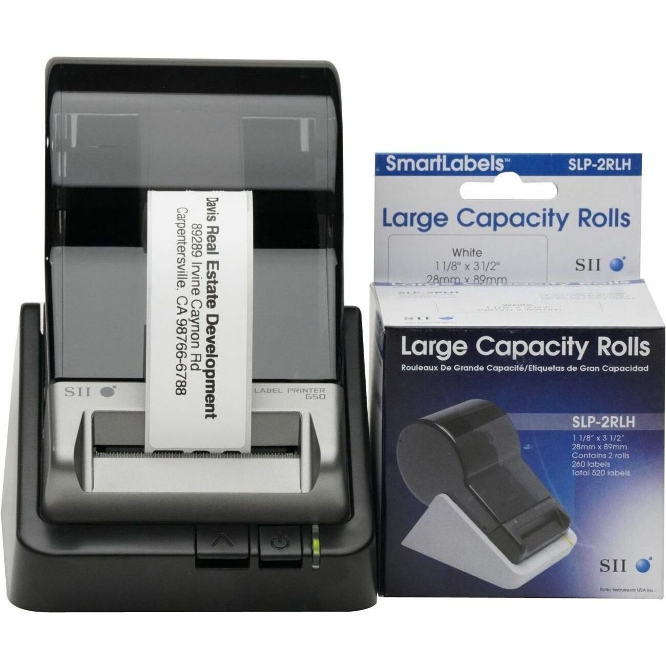 1 1/8" Width x 3 1/2" Length - Rectangle - Direct Thermal - White - Paper - Self-adhesive - 260 / Roll - 2 / Box