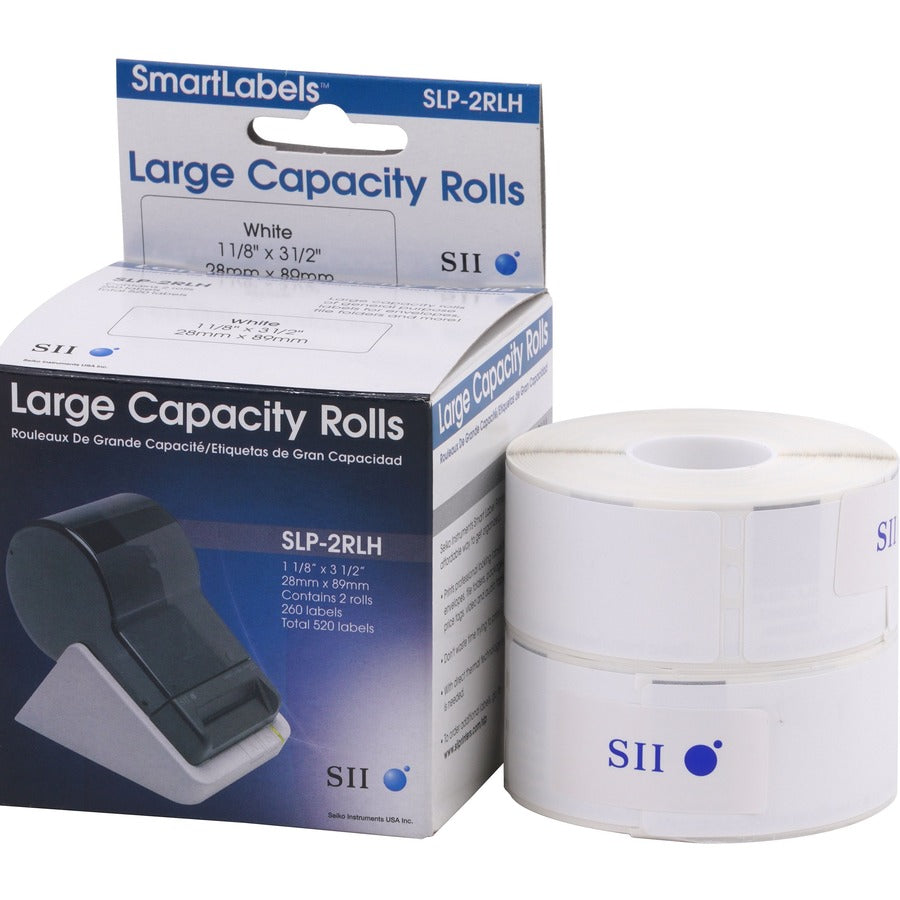 1 1/8" Width x 3 1/2" Length - Rectangle - Direct Thermal - White - Paper - Self-adhesive - 260 / Roll - 2 / Box