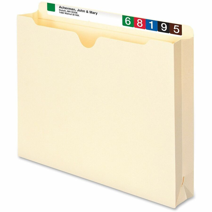 Smead Straight Tab Cut Letter Recycled File Jacket - 8 1/2" x 11" - 2" Expansion - Top Tab Location - 11 pt. - 2 Plys - Manila - Acid-free, Slip Resistant, Reinforced Tab - 100% Recycled - 50 / Box