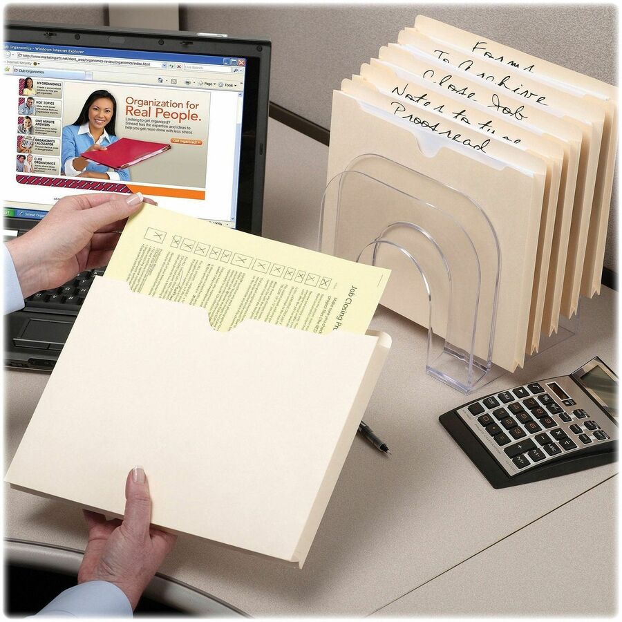 Smead Straight Tab Cut Letter Recycled File Jacket - 8 1/2" x 11" - 2" Expansion - Top Tab Location - 11 pt. - 2 Plys - Manila - Acid-free, Slip Resistant, Reinforced Tab - 100% Recycled - 50 / Box