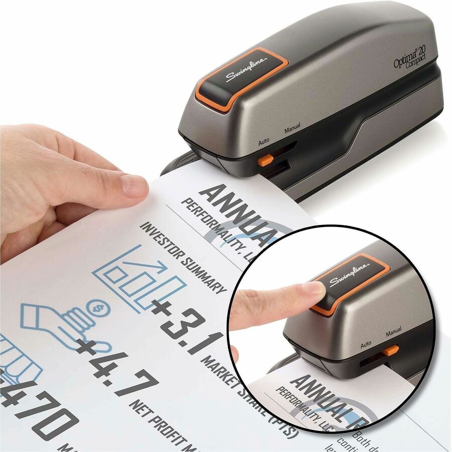 Staples Upto 20 Sheet of 20lb Paper - Holds Upto 105 Staple - Half Strip - Staple Size: 0.25" - 0.37" Throat Depth - 4 x AA Battery Included - Silver, Black - Plastic - 1 Each