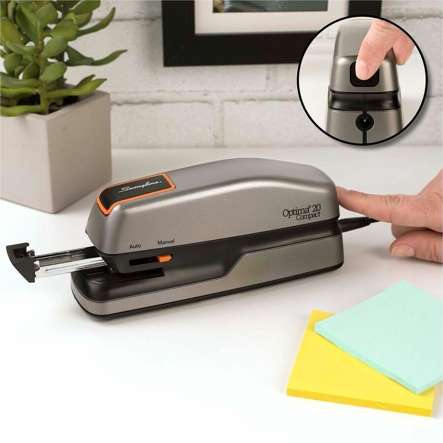 Staples Upto 20 Sheet of 20lb Paper - Holds Upto 105 Staple - Half Strip - Staple Size: 0.25" - 0.37" Throat Depth - 4 x AA Battery Included - Silver, Black - Plastic - 1 Each