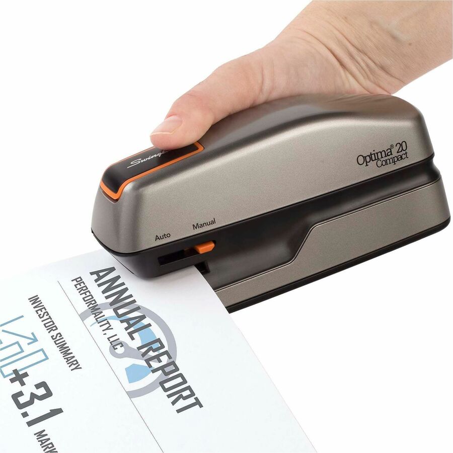 Staples Upto 20 Sheet of 20lb Paper - Holds Upto 105 Staple - Half Strip - Staple Size: 0.25" - 0.37" Throat Depth - 4 x AA Battery Included - Silver, Black - Plastic - 1 Each