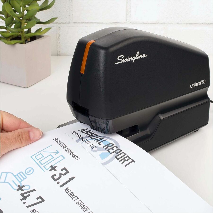 Staples Upto 50 Sheet of 20lb Paper - Holds Upto 210 Staple - Full Strip - Staple Size: 0.37" - 1.13" Throat Depth - Front Loading - Black - Plastic - 1 Each