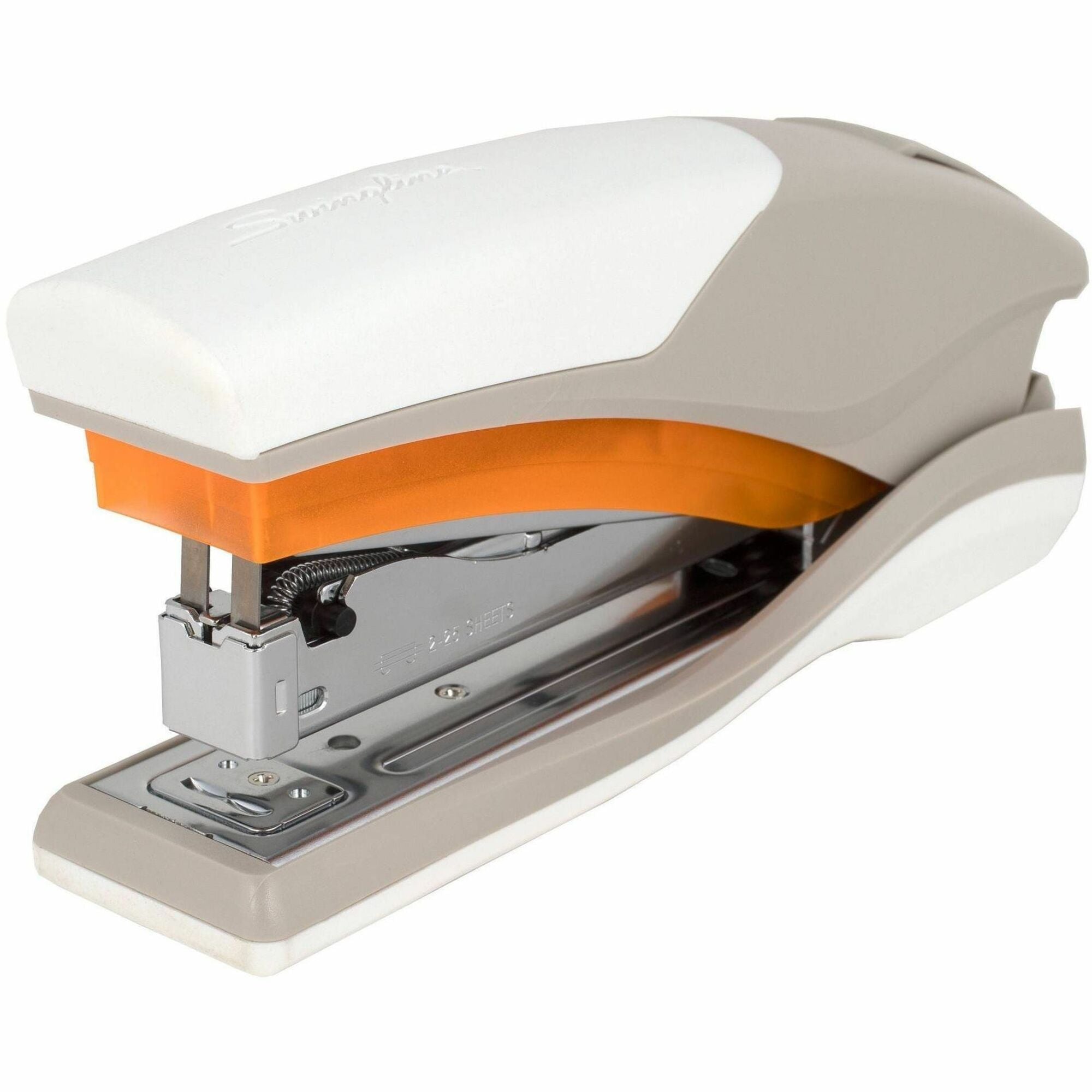 Swingline Optima 25 Reduced Effort Stapler - Staples Upto 25 Sheet of 20lb Paper - Holds Upto 210 Staple - Full Strip - Staple Size: 0.25" - 2.25" Throat Depth - Gray, Orange - Plastic, Metal - 1 Each