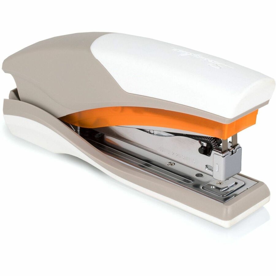 Swingline Optima 25 Reduced Effort Stapler - Staples Upto 25 Sheet of 20lb Paper - Holds Upto 210 Staple - Full Strip - Staple Size: 0.25" - 2.25" Throat Depth - Gray, Orange - Plastic, Metal - 1 Each