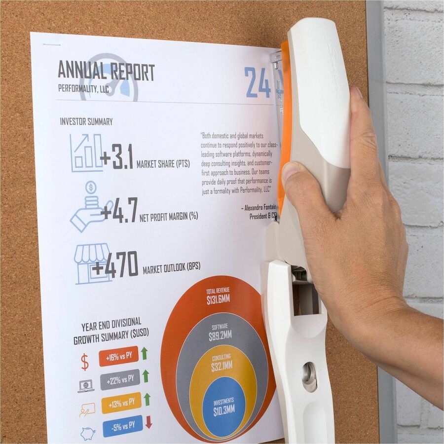 Swingline Optima 25 Reduced Effort Stapler - Staples Upto 25 Sheet of 20lb Paper - Holds Upto 210 Staple - Full Strip - Staple Size: 0.25" - 2.25" Throat Depth - Gray, Orange - Plastic, Metal - 1 Each