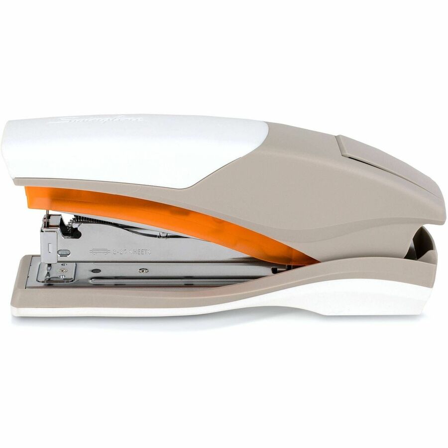 Swingline Optima 25 Reduced Effort Stapler - Staples Upto 25 Sheet of 20lb Paper - Holds Upto 210 Staple - Full Strip - Staple Size: 0.25" - 2.25" Throat Depth - Gray, Orange - Plastic, Metal - 1 Each