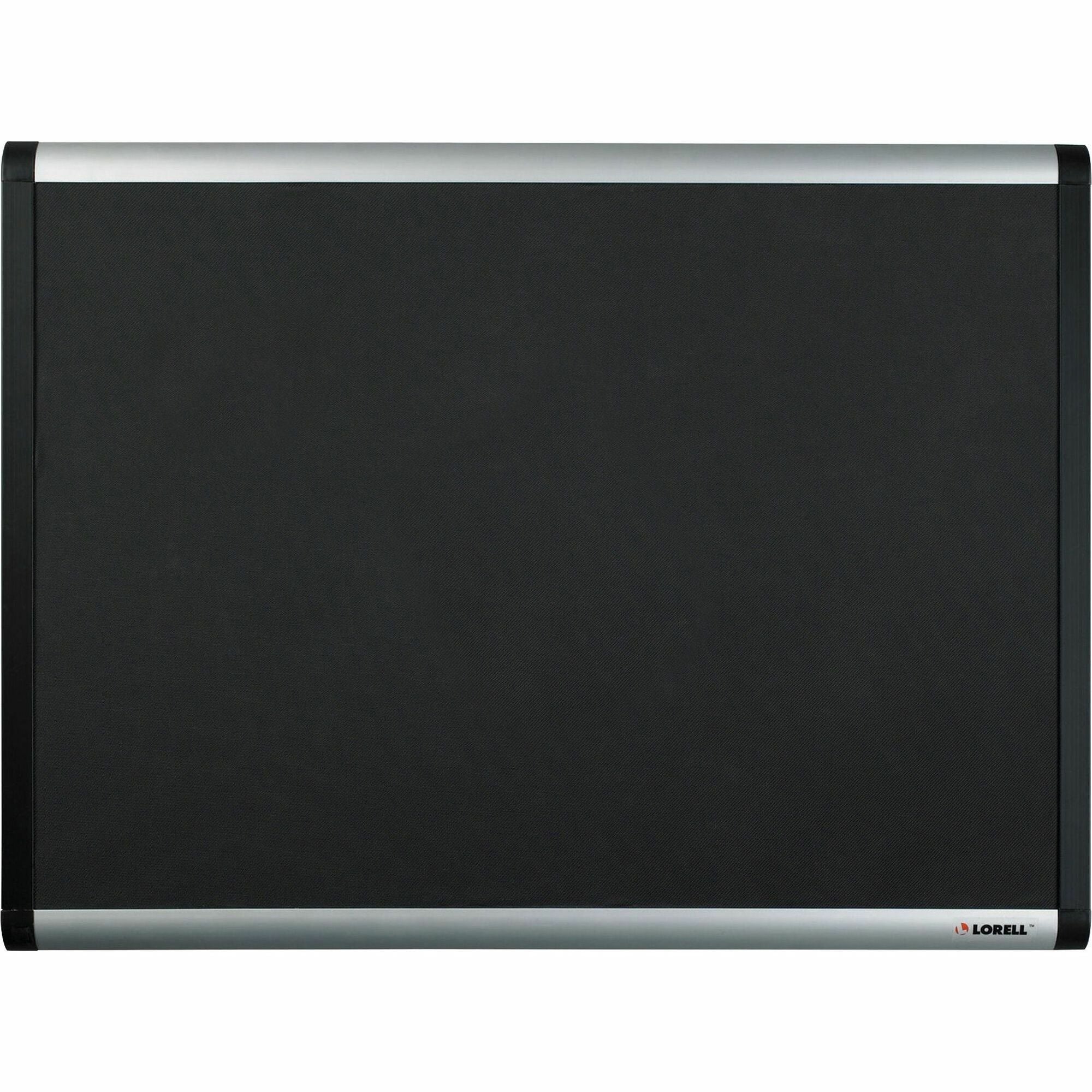 Lorell Mesh Bulletin Board - 36" Board Height x 48" Board Width - Fabric Surface - Black Anodized Aluminum Frame - 1 Each