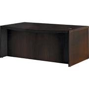 Safco Aberdeen Series 72" Bow Front Desk, Mocha Finish, MDF & Laminate, Fluted Edge, 29.5"H x 72"W x 42"D, 1.6" Thick Surface, Cable Management, Grommet, Modesty Panel, Leveler, 1 Each