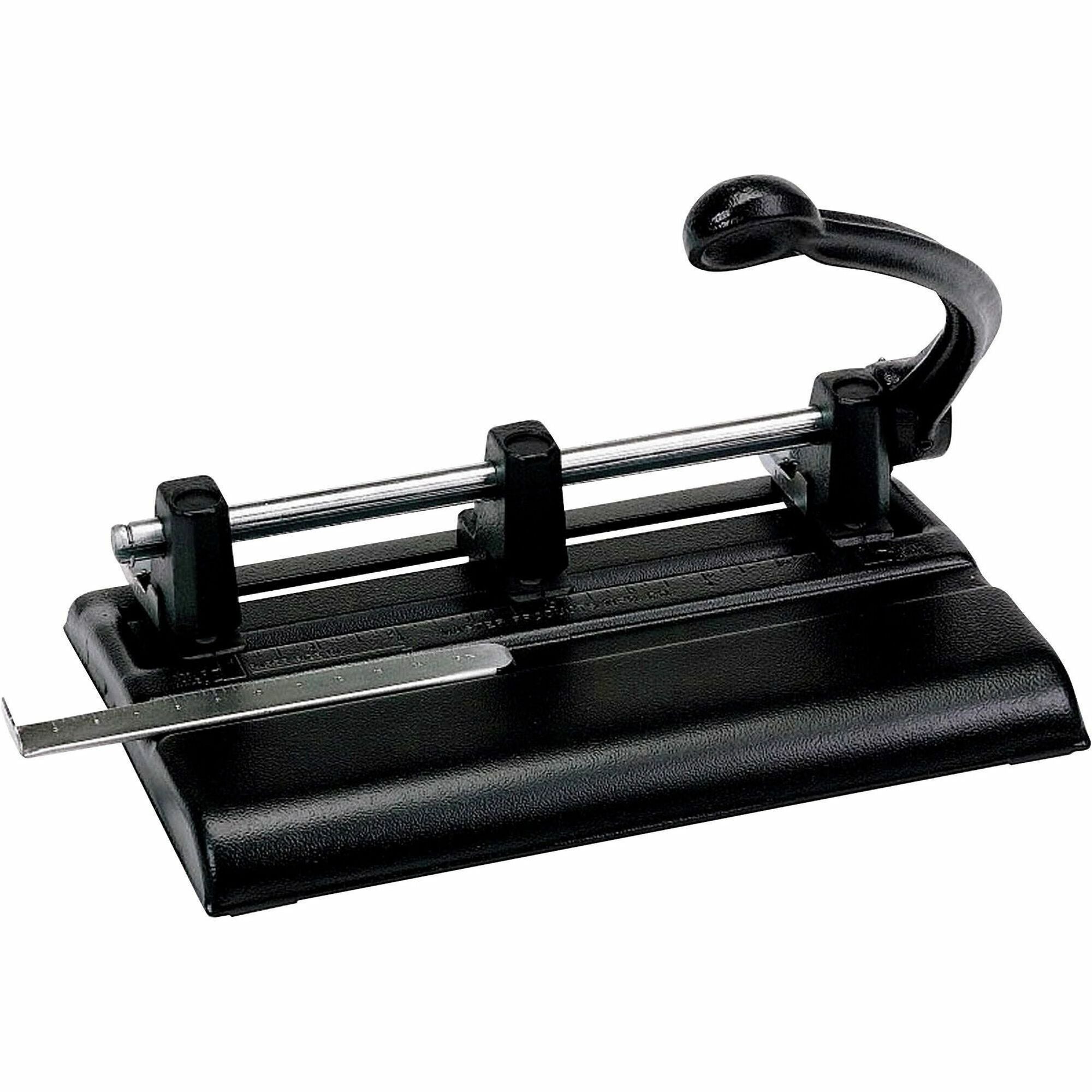 3 Punch Head(s) - 40 Sheet of 20lb Paper - 13/32" Punch Size - 10.9" Width x 7.5" Depth x 11.1" Height - Black