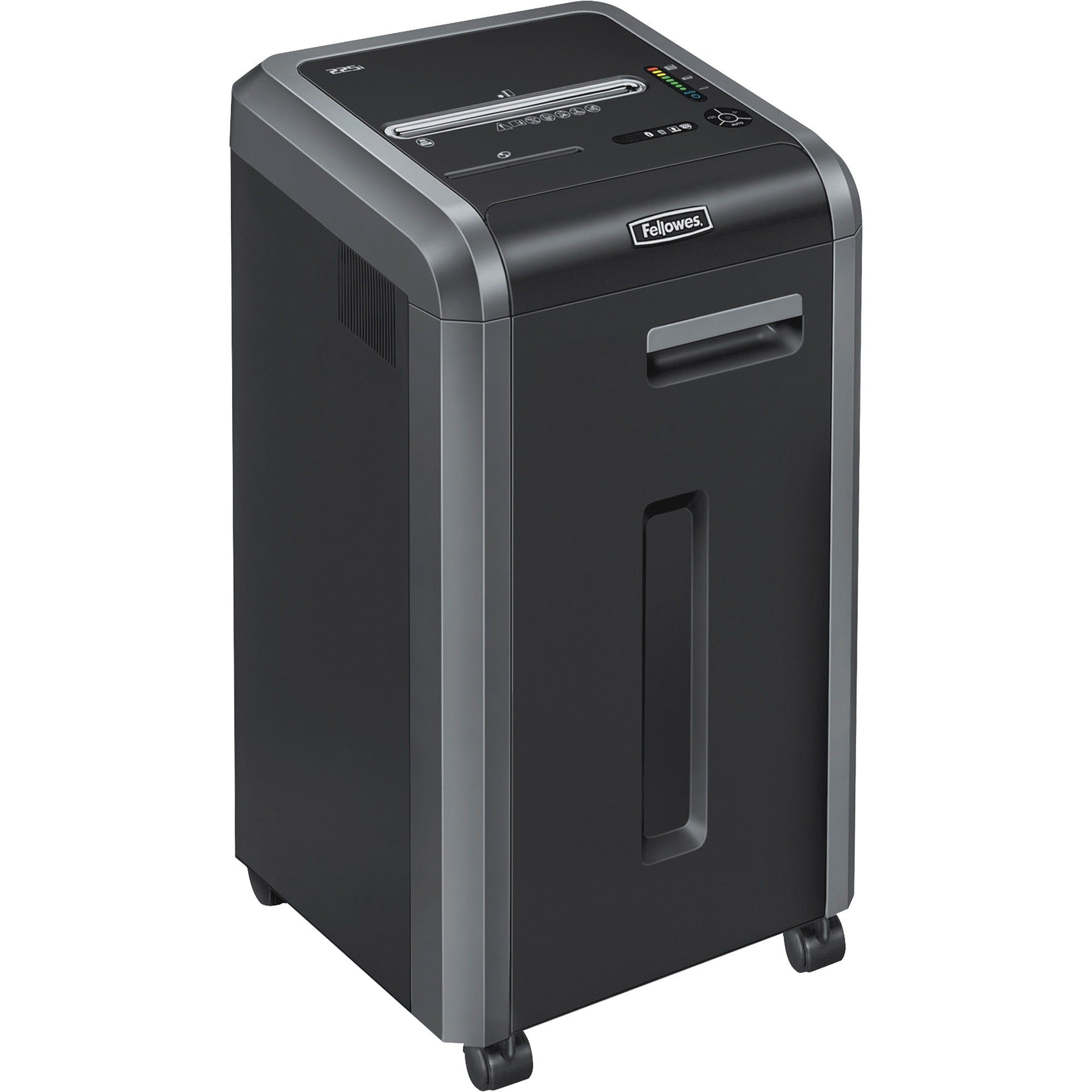 Continuous Shredder - Strip Cut - 22 Per Pass - for shredding Staples, Credit Card, CD, DVD, Paper Clip, Junk Mail, Paper - 0.219" Shred Size - P-2 - 16 ft/min - 9.50" Throat - 16 gal Wastebin Capacity - Black, Dark Silver