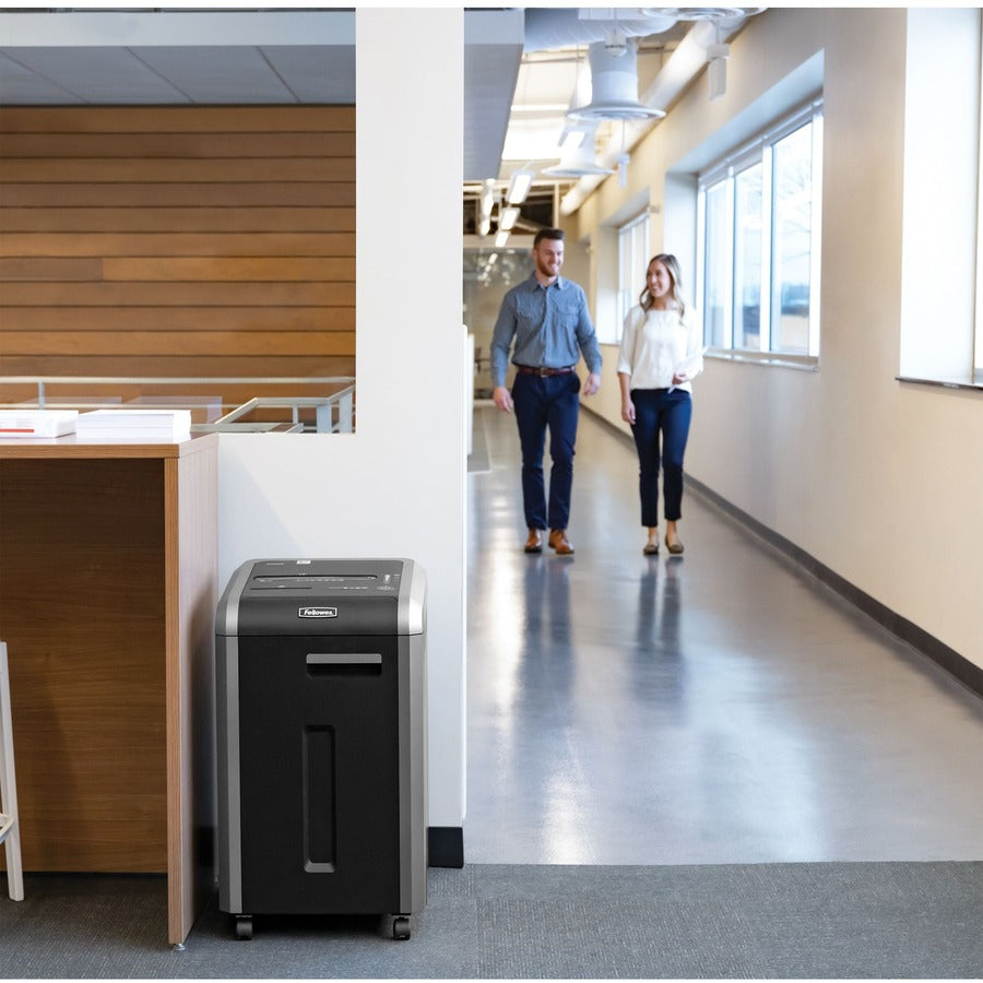 Continuous Shredder - Strip Cut - 22 Per Pass - for shredding Staples, Credit Card, CD, DVD, Paper Clip, Junk Mail, Paper - 0.219" Shred Size - P-2 - 16 ft/min - 9.50" Throat - 16 gal Wastebin Capacity - Black, Dark Silver