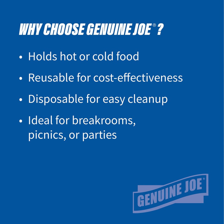 Genuine Joe 9" Round Plastic Plates - Disposable - 9" Diameter - Black - Plastic Body - 125 / Pack