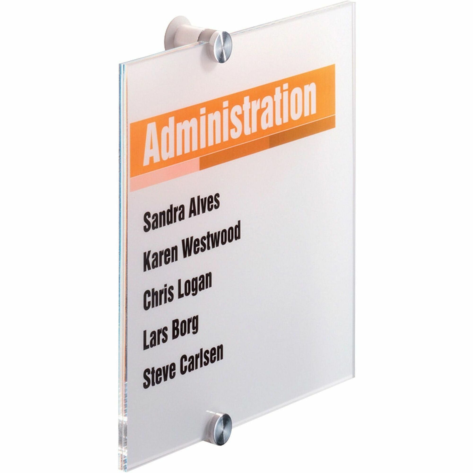 DURABLE Crystal Standoff Interior Wall Sign - 5.9" Width x 5.9" Height x 0.9" Depth - Square Shape - Wall Mountable - Indoor - Acrylic - Clear - 1 Each