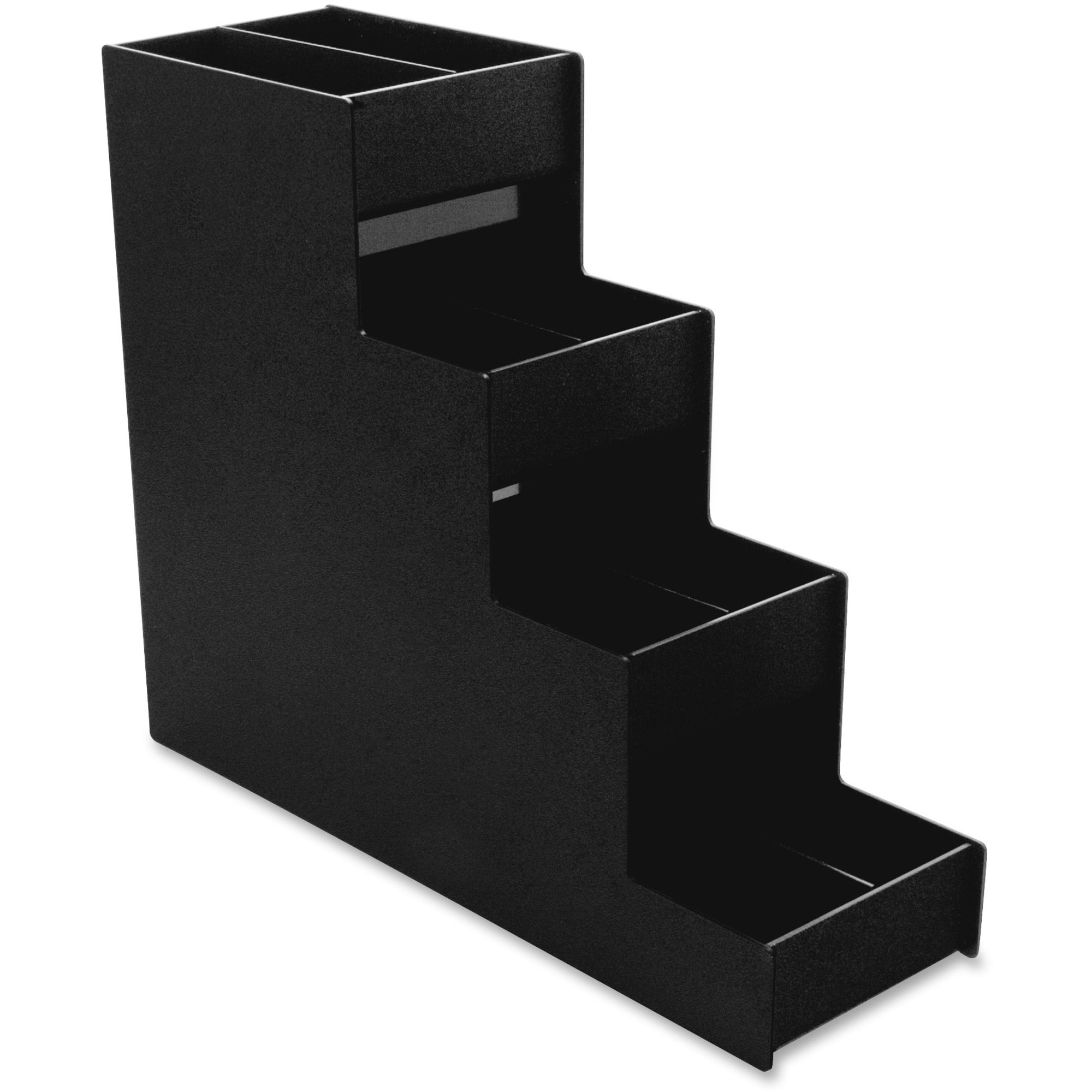 8 Compartment(s) - 4 Divider(s) - 15.88" Height x 6" Width x 19" Depth - Black - 1 Each