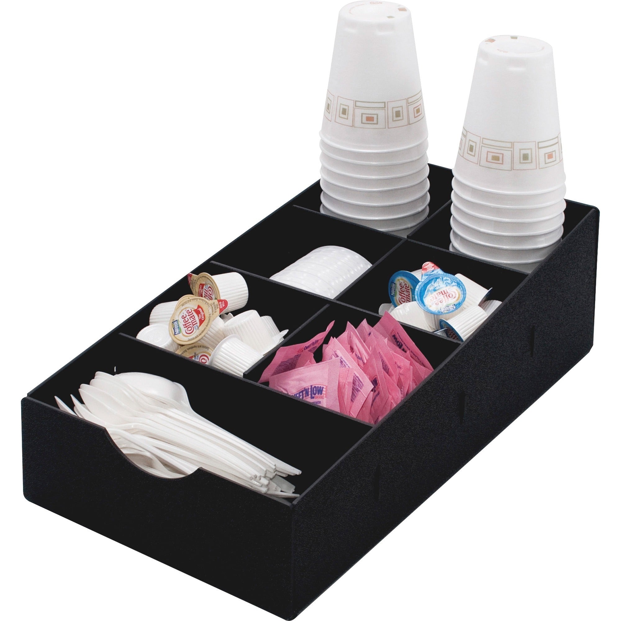 7 Compartment(s) - 5.25" Height x 8.75" Width x 16" Depth - Black - 1 Each