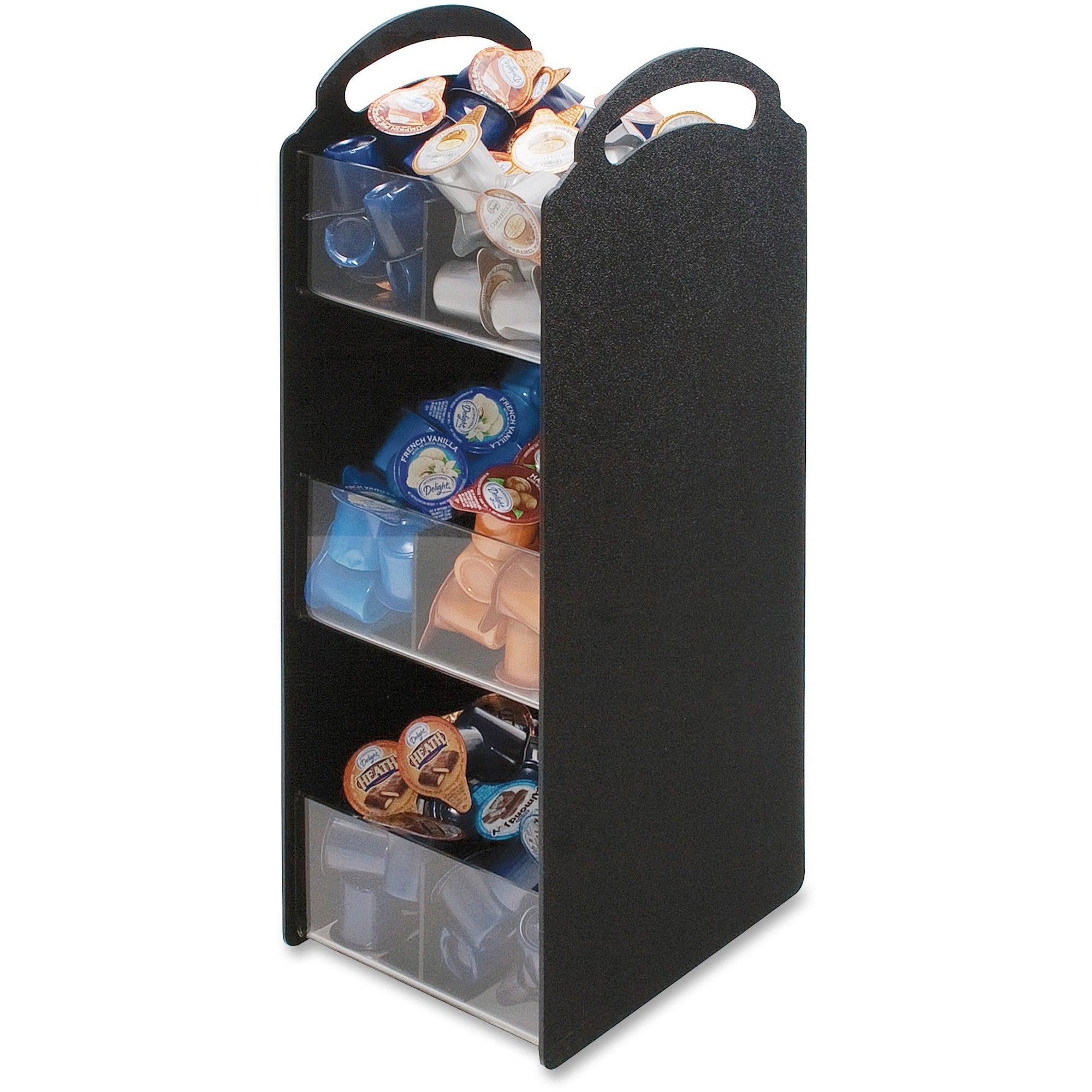6 Compartment(s) - 3 Divider(s) - 18" Height x 6.13" Width x 8" Depth - Black - 1 Each