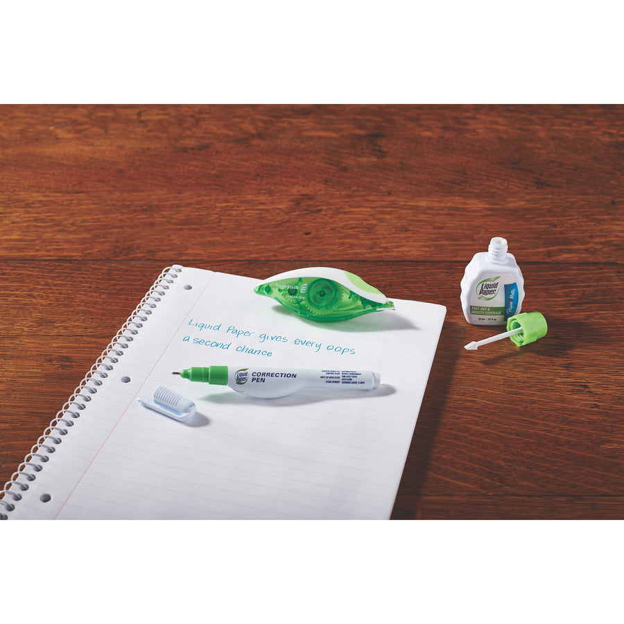 Paper Mate Liquid Paper DryLine Correction Tape - 0.20" Tape Width x 39.33 ft Tape Length - White Tape - Blue Dispenser - Break Resistant, Non-refillable, Tear Resistant - Blue - 10 / Pack