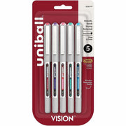 uniball™ Vision Rollerball Pens - 0.7 mm Fine Pen Point - Red, Brilliant Blue, Evergreen, Pink, Purple Ink - 5 / Pack
