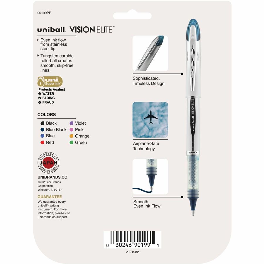 uniball™ Vision Elite Rollerball Pen - 0.8 mm Bold Pen Point - Refillable - Retractable - Assorted Ink - Gel-based - 8 / Pack