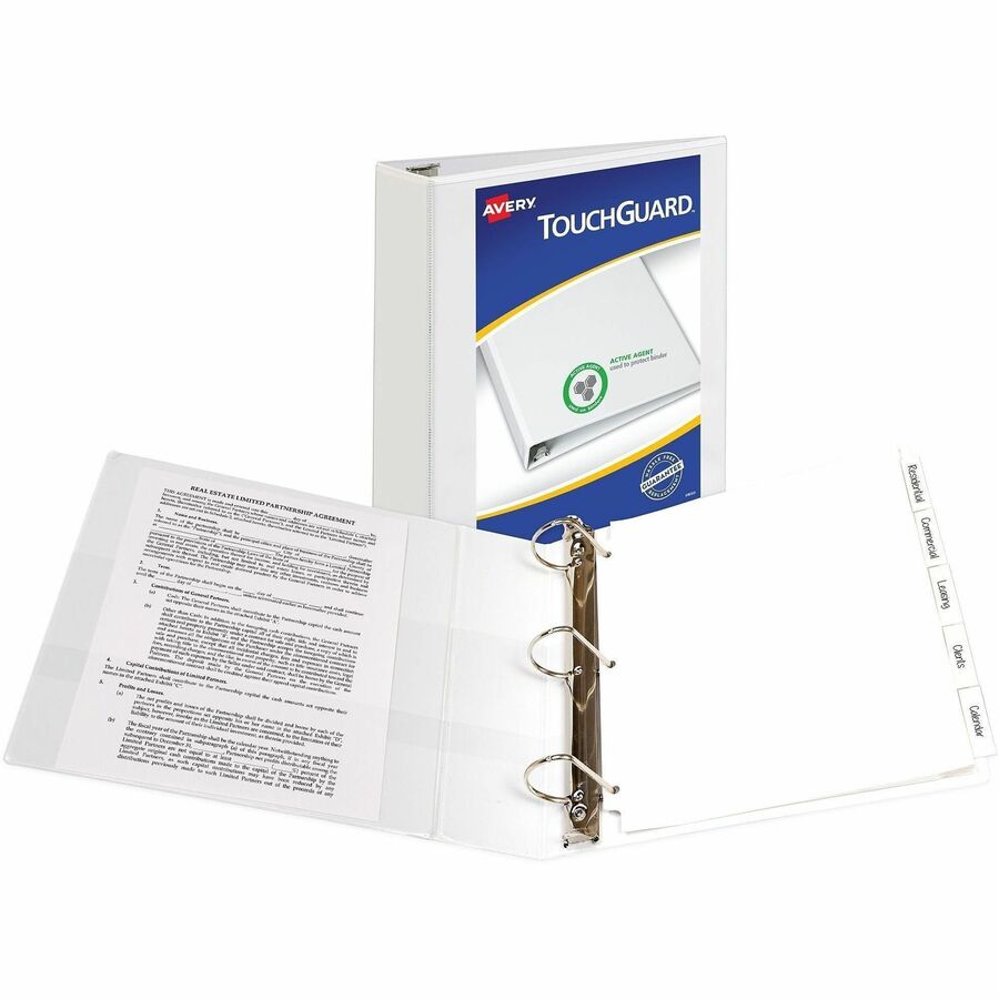 Avery TouchGuard(R) Binder, 2 Inch Rings, 1 White Binder (17143)