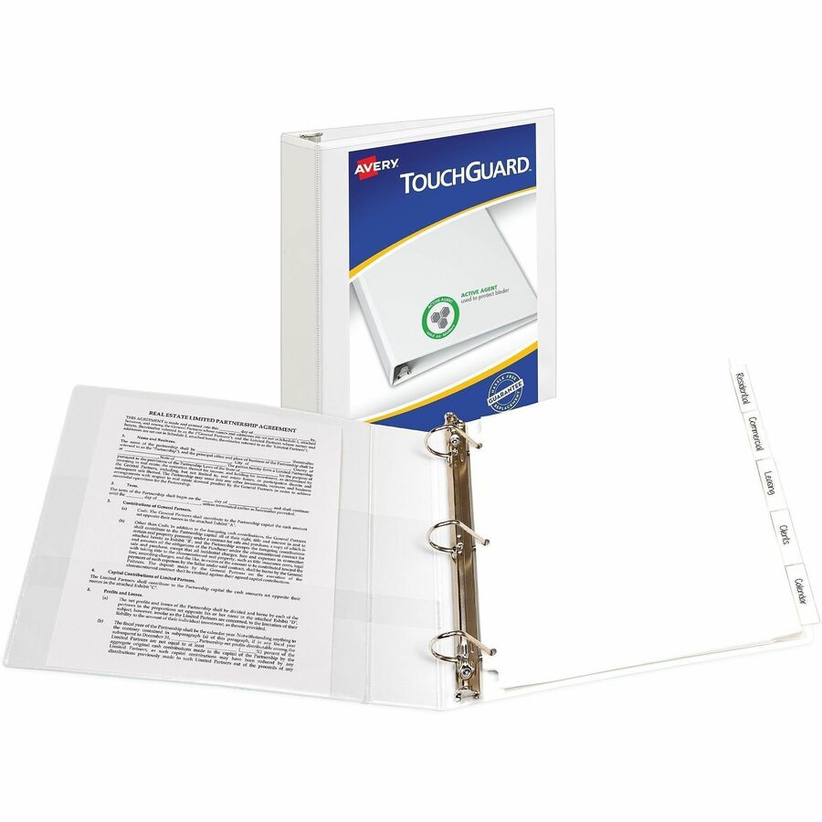 1 1/2" Binder Capacity - Letter - 8 1/2" x 11" Sheet Size - 375 Sheet Capacity - 375 Ring(s) - Fastener(s): Slant Ring - Pocket(s): 4 - Polypropylene - Adhesive, Antimicrobial, Durable, Heavy Duty, Pocket, Recyclable, UV Resistant - 1 Each