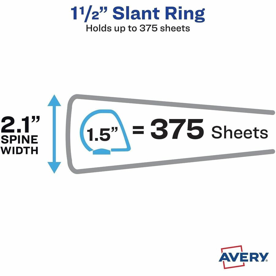 1 1/2" Binder Capacity - Letter - 8 1/2" x 11" Sheet Size - 375 Sheet Capacity - 375 Ring(s) - Fastener(s): Slant Ring - Pocket(s): 4 - Polypropylene - Adhesive, Antimicrobial, Durable, Heavy Duty, Pocket, Recyclable, UV Resistant - 1 Each