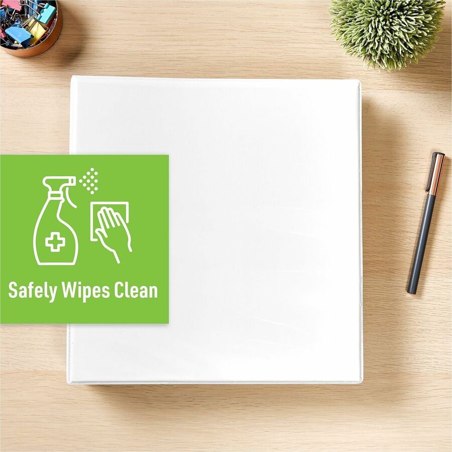 1 1/2" Binder Capacity - Letter - 8 1/2" x 11" Sheet Size - 375 Sheet Capacity - 375 Ring(s) - Fastener(s): Slant Ring - Pocket(s): 4 - Polypropylene - Adhesive, Antimicrobial, Durable, Heavy Duty, Pocket, Recyclable, UV Resistant - 1 Each