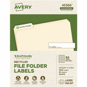 Avery EcoFriendly File Folder Labels, Matte White, 21/32" x 3 7/16", Permanent Adhesive, Rectangle, 30 Labels/Sheet, 30 Sheets, 1500 Labels/Box