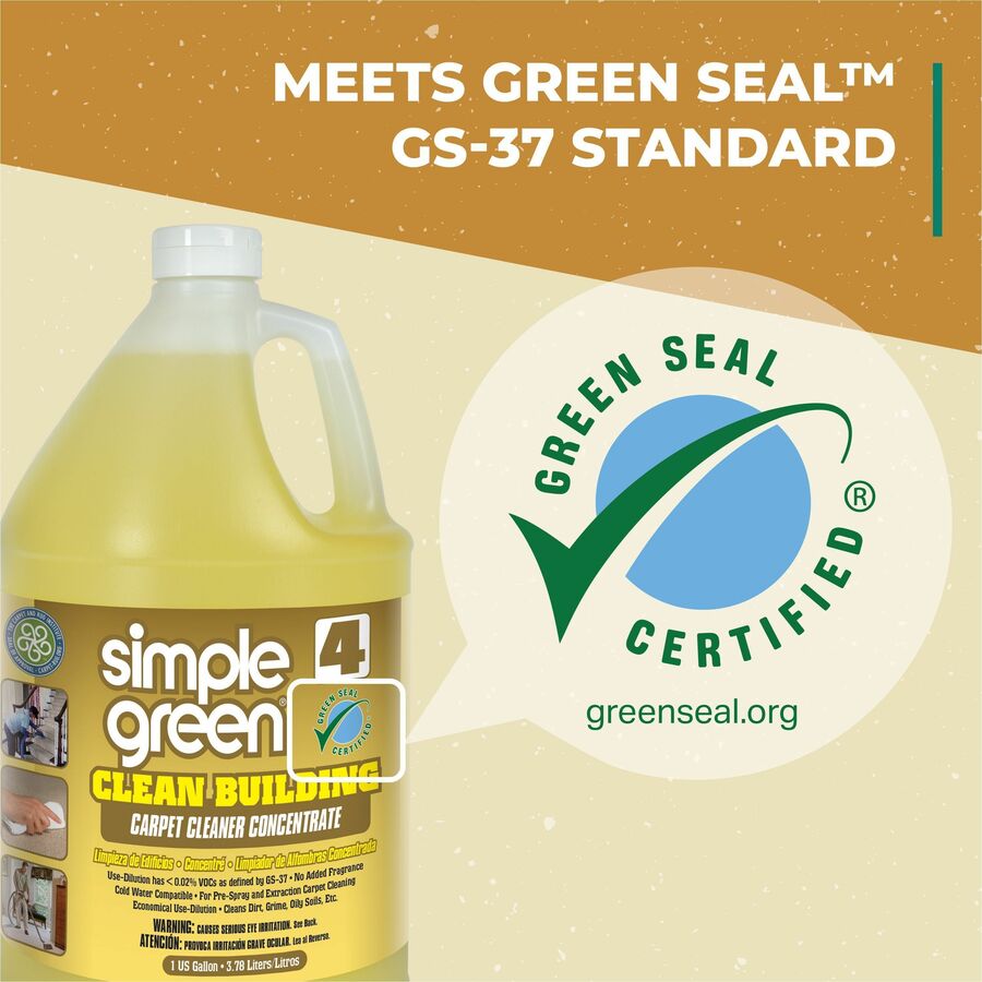 Simple Green Clean Building Carpet Cleaner Concentrate - For Carpet - Concentrate - Liquid - 128 fl oz (4 quart) - Non-flammable, Fragrance-free - Sand - 1 Each