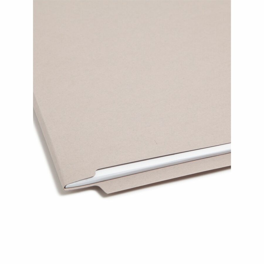 Smead Straight Tab Cut Letter Recycled Fastener Folder - 8 1/2" x 11" - 3/4" Expansion - 2 x 2B Fastener(s) - 2" for Folder - 11 pt. - 2 Plys - Gray - 10% Recycled - 50 / Box