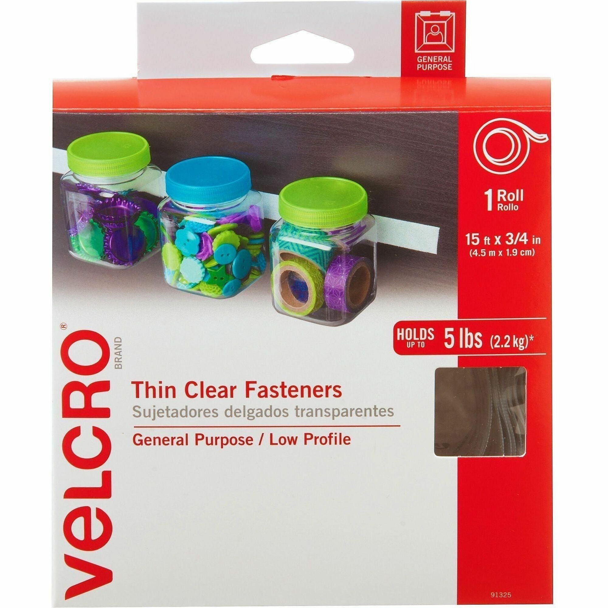 5 ft Length x 0.75" Width - Clear - Water Resistant - For Indoor, Outdoor, Card, Crafting, Scrapbooking, Project, Glass, Plastic, Classroom, Office, Home, ... Roll - 1 Roll