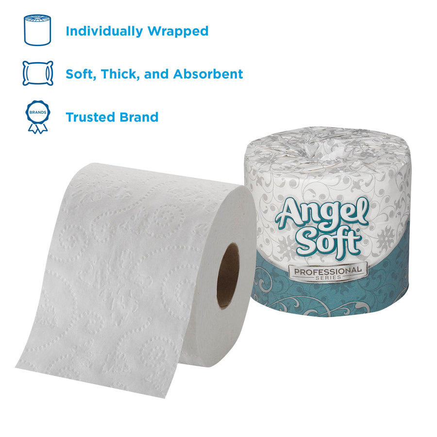 Angel Soft Professional Series Embossed Toilet Paper - 2 Ply - 4" Width x 4.05" Length - 450 Sheets/Roll - White - 20 / Carton