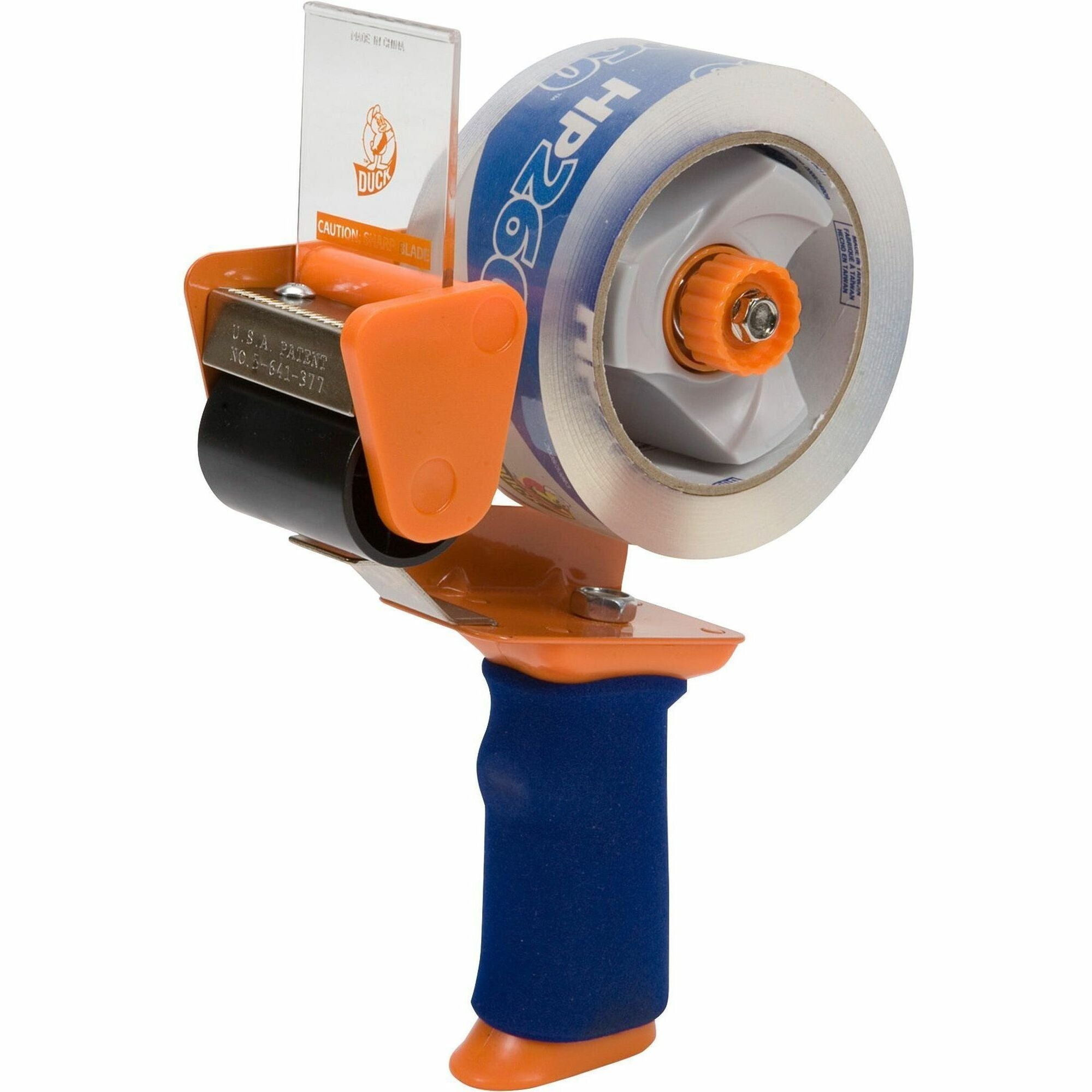 Holds Total 1 Tape(s) - 3" Core - Adjustable Tension Mechanism, Soft Grip, Retractable Blade - Plastic, Metal - Orange - 1 Pack