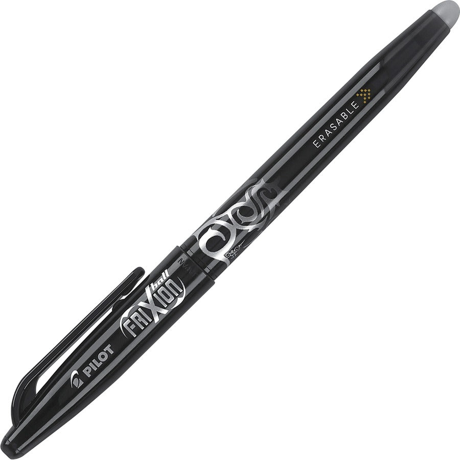 FriXion Gel Pens - 0.7 mm Fine Pen Point - Erasable - Black Ink - Gel-based - Black Barrel - Document, Writing - 1 Dozen