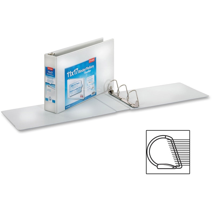 3" Binder Capacity - Tabloid - 11" x 17" Sheet Size - 725 Sheet Capacity - 3 1/10" Spine Width - 3 Ring(s) - Fastener(s): D-Ring - Vinyl - White - 3.19 lb - Recycled - Clear Overlay, Non Locking Mechanism - 1 Each