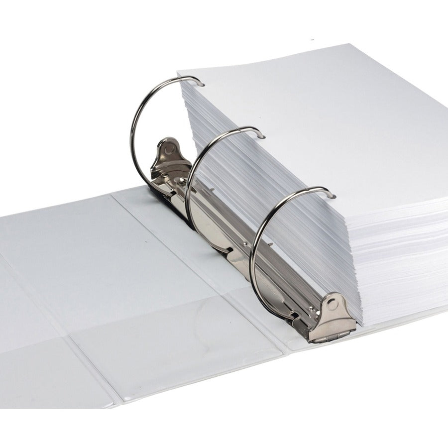 Samsill Durable View Binder, 6" D-Ring, 1225 Sheet Capacity, Letter Size 8.5" x 11", 2 Internal Pockets, White, 1 Each