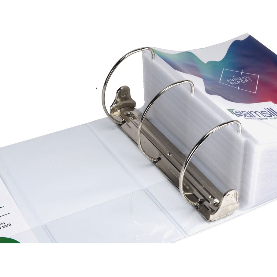Samsill Durable View Binder, 6" D-Ring, 1225 Sheet Capacity, Letter Size 8.5" x 11", 2 Internal Pockets, White, 1 Each