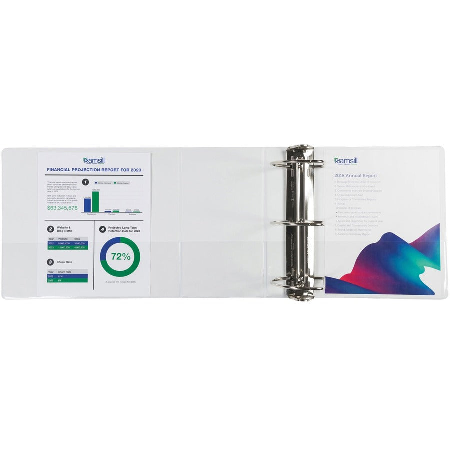 Samsill Durable View Binder, 6" D-Ring, 1225 Sheet Capacity, Letter Size 8.5" x 11", 2 Internal Pockets, White, 1 Each