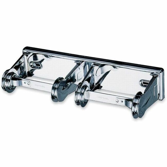 Roll Dispenser - 2 x Roll - 2.8" Height x 12.4" Width x 4.5" Depth - Chrome - Anti-theft, Lockable - 1 Each