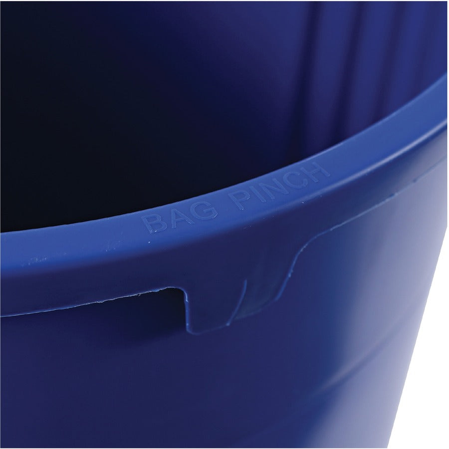 Genuine Joe Heavy-Duty Trash Container - 32 gal Capacity - Side Handle, Venting Channel - Plastic - Blue - 1 Each