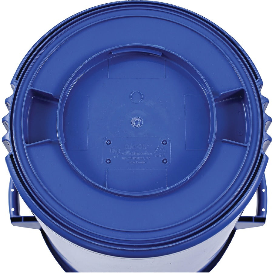 Genuine Joe Heavy-Duty Trash Container - 32 gal Capacity - Side Handle, Venting Channel - Plastic - Blue - 1 Each