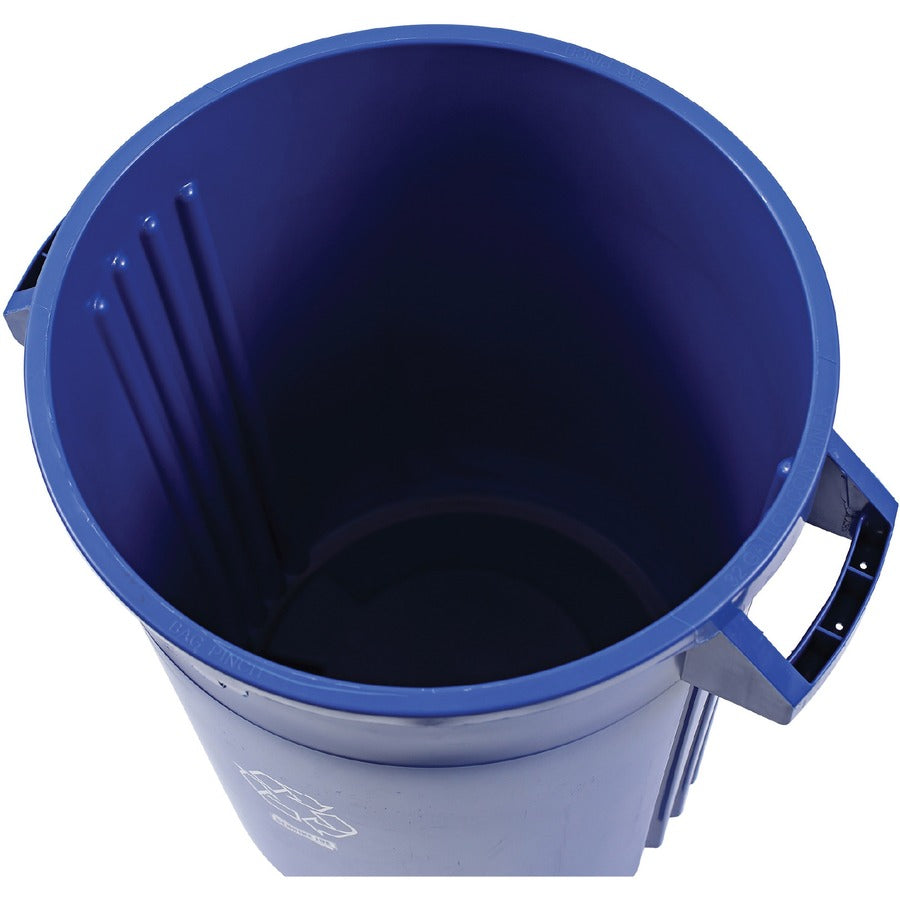 Genuine Joe Heavy-Duty Trash Container - 32 gal Capacity - Side Handle, Venting Channel - Plastic - Blue - 1 Each