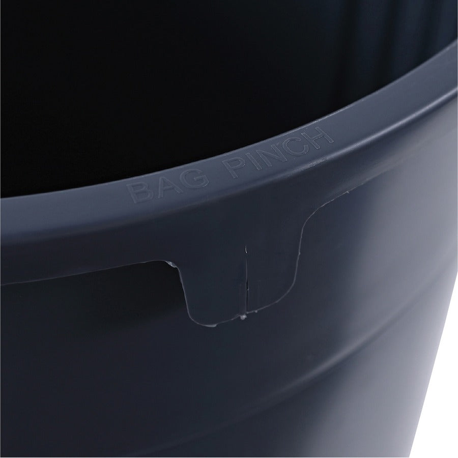 Genuine Joe Heavy-Duty Trash Container - 32 gal Capacity - Side Handle, Venting Channel - Plastic - Gray - 1 Each