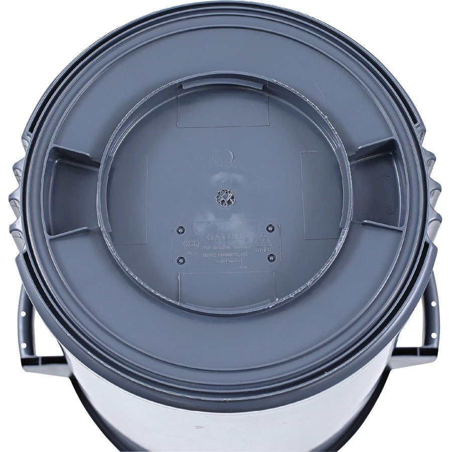 Genuine Joe Heavy-Duty Trash Container - 32 gal Capacity - Side Handle, Venting Channel - Plastic - Gray - 1 Each