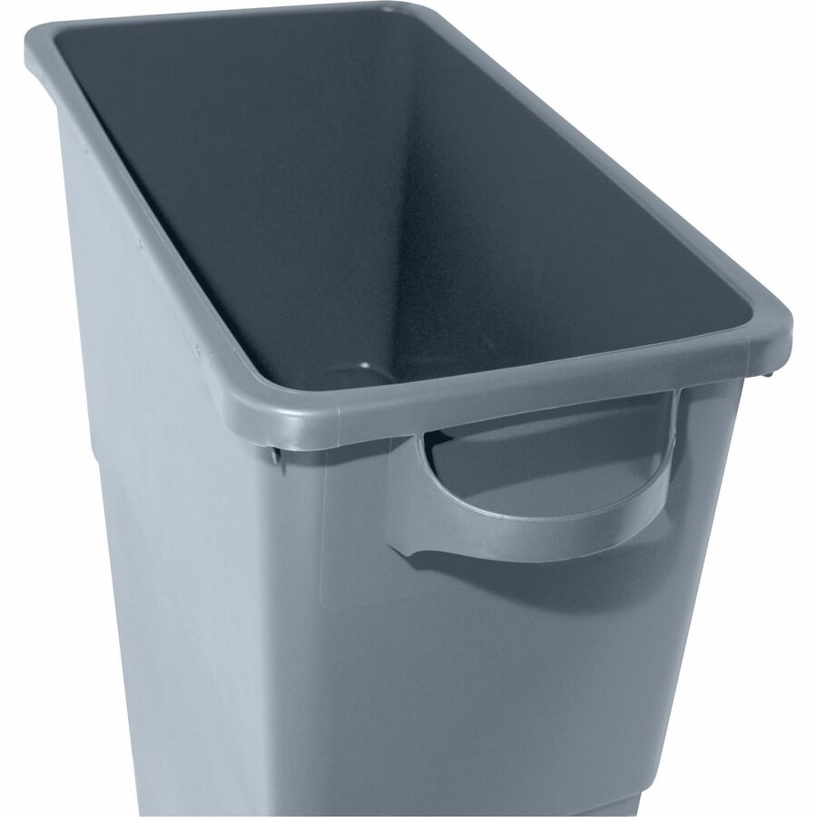 Genuine Joe 23-gallon Space-Saving Waste Container - 23 gal Capacity - Rectangular - Handle - 30" Height x 20" Width x 11" Depth - Gray - 1 Each