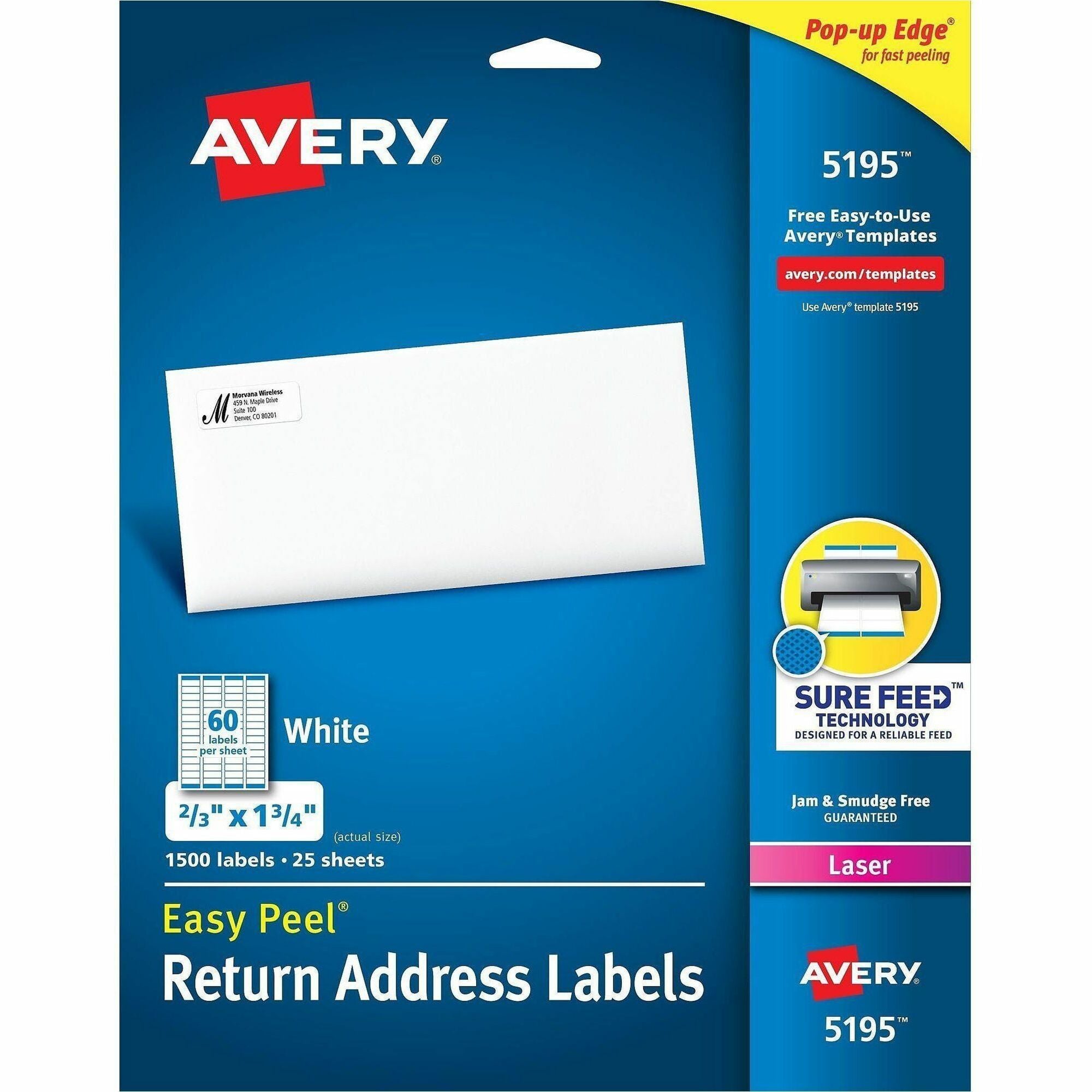 Avery&reg; Easy Peel Address Labels, 2/3"x1-3/4" 1,500 Labels (5195)
