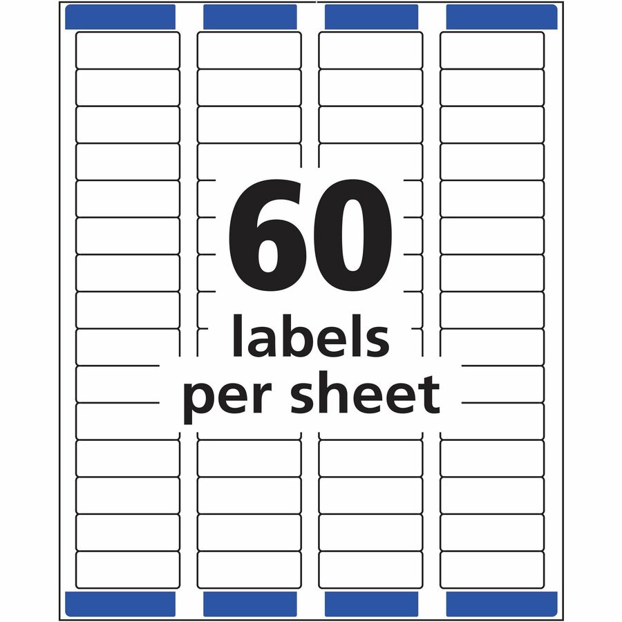 2/3" Width x 1 3/4" Length - Permanent Adhesive - Rectangle - Inkjet - White - Paper - 60 / Sheet - 25 Total Sheets - 1500 Total Label(s) - 1500 / Pack