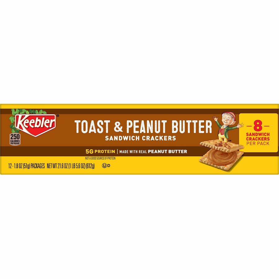 Individually Wrapped - Peanut Butter, Toast and Peanut Butter - 1.80 oz - 12 / Box
